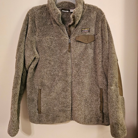 L.L. Bean Other - LL Bean Hi-Pile Fleece Full Zip Jacket Brown Large 505250 Sherpa Lined